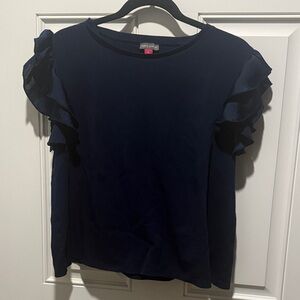 Vince Camuto Navy Ruffle Sleeve Blouse